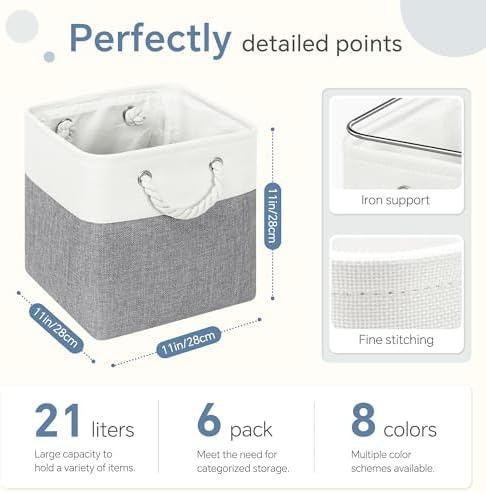 11 inch Cube Storage Bin with Handles 6 Pack - Image 5
