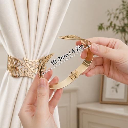 Curtain Tiebacks Curtain Holdbacks Aluminum Alloy Spring Design Gold Leaf - Image 3