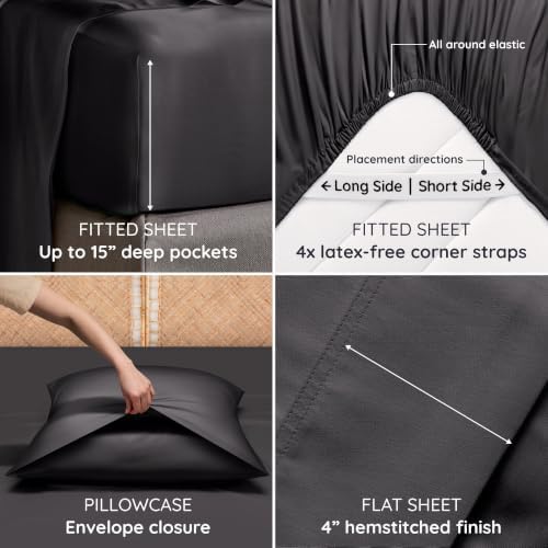Bambaw 100% Viscose Derived from Bamboo Sheet Set Full Size – 4pcs Cooling - Image 5