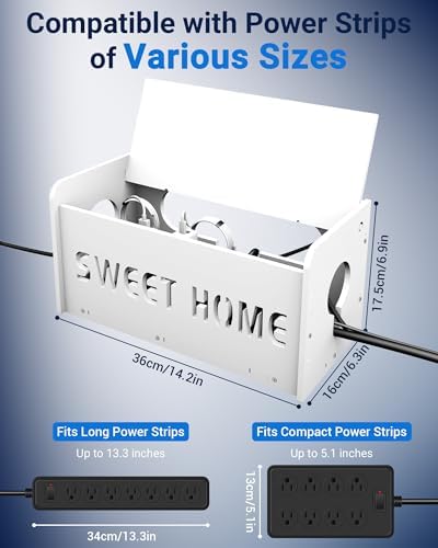 Large Cable Management Box, Imitation Wood Plastic Cord Organizer Boxs - Image 3