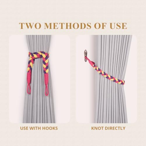 NICEEC 4 Pack Natural Cotton Rope Curtain Tiebacks Elegant Boho Style - Image 4