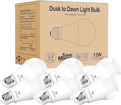 Outdoor Sensor Light Bulbs, E26 Dusk to Dawn Automatic Sensor by Torkase
