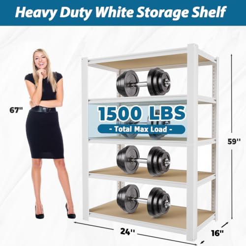 PrimeZone 24"W x 16"D x 59"H Closet Storage Shelves, 5-Tier Metal Shelving - Image 3