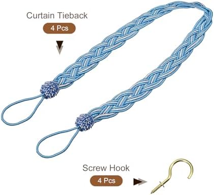 uxcell 4Pcs Curtain Tiebacks, 58cm/23 Braided Drapery Holdback Holder - Image 3