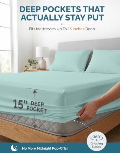 Casa Platino 100% Cotton 6 Pc Queen Sheets Set - Image 5