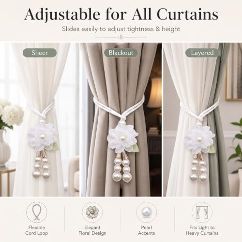 Adjustable Curtain Tiebacks， 4pcs Hand-Woven Rope - Image 5