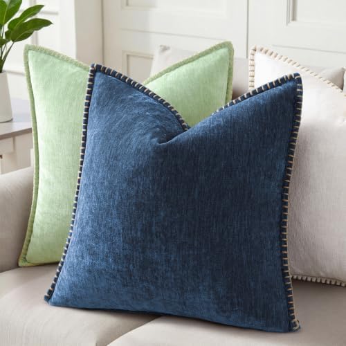 Pallene Chenille Soft Navy Blue Throw Pillow Cover 12x20 Set of 2 - Image 5