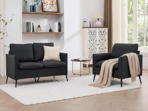 TYBOATLE Leather Loveseat Sofa and Accent Chair Set by TYBOATLE