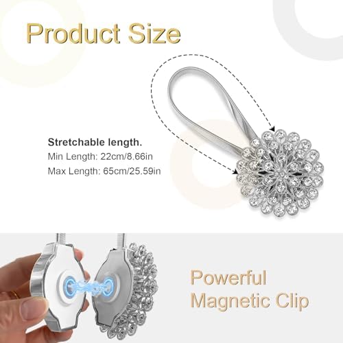 Silver Crystal Flower Curtain Tiebacks - Image 2