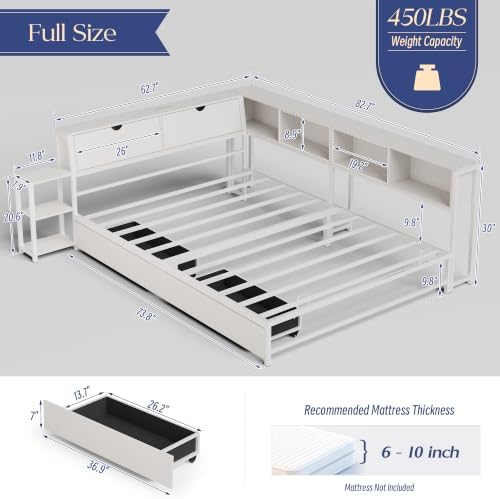 MU Full Corner Bed Frame with Storage, Bookcase & Drawers - Image 3