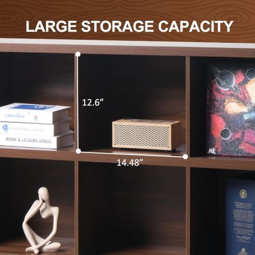 8 Cube Storage Organizer Bookshelf, Industrial Horizontal Bookcase, Accent - Image 4
