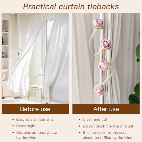 Decorative Pink Rose Curtain Tieback - Image 6