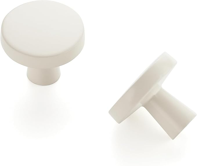 Ravinte 10 Pack Drawer Pulls 1-1/4 Inch White Kitchen Cabinet Knobs Solid Round Dresser Handles for Simple Cupboard Hardware