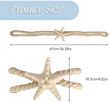 2 Pcs Natural Starfish Curtain Tiebacks, Handmade Woven Rope Curtain Curtain - Image 2