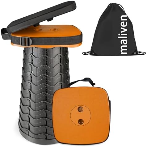 Foldable Camping Stool with Cushion, Portable Folding Stool with Nylon Bag by Maliven