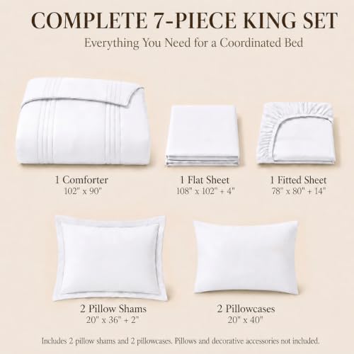 CozyLux King Size Comforter Set White - Image 2