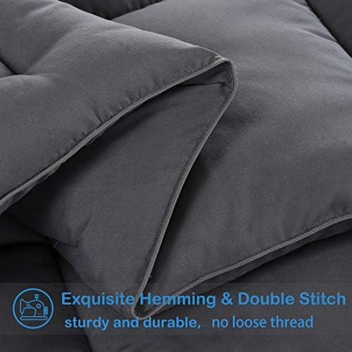 EASELAND King Size Down Alternative Comforter, Dark Grey, 90x102 Inches - Image 5