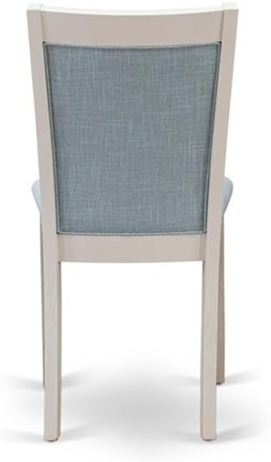 East West Furniture X077MZ015-9 9 Piece Dining Room Furniture Set Includes a Rectangle Dining Table with X-Legs and 8 Baby Blue Linen Fabric Parsons Chairs, 40x72 Inch, Multi-Color