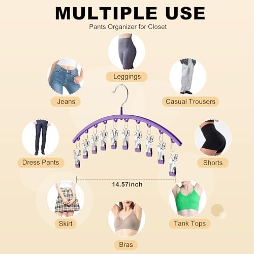 Volnamal Legging Organizer for Closet, 2 Pack Metal Yoga Pants Hanger-Purple - Image 3