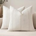 MIULEE Decorative Striped Throw Pillow Covers 16x16 in Natural Beige 2 Pack by MIULEE