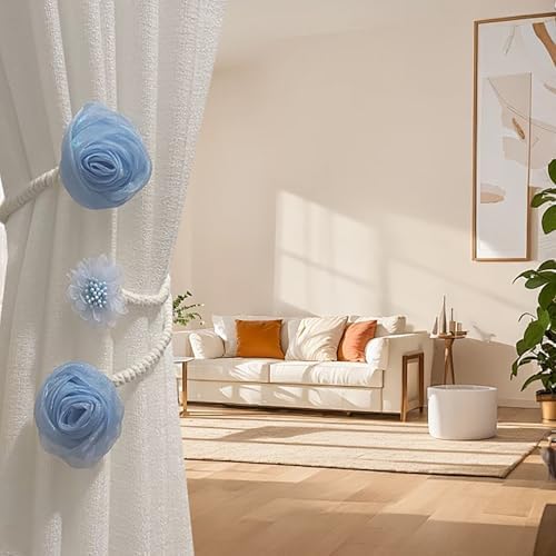 2 Pack of Curtain Tiebacks, Elegant Rose Flower Curtain Buckle, Handmade - Image 6