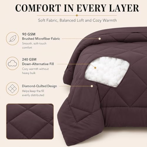 CozyLux Oversized King Comforter Set 120"x98", 7 Piece, Cocoa Powder - Image 3