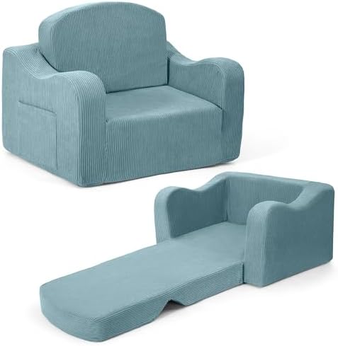 Kids Sofa Chair, 2-in-1 Kids Couch, Fold Out Foam Sofa by Airpanda