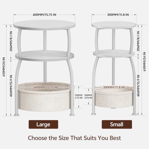 Round Side Table with Storage Basket, End Table Living Room - Image 3