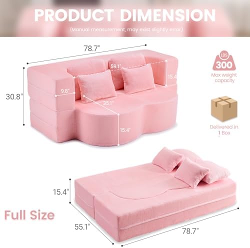 78” Convertible Sofa Bed, Full Size Sleeper Couch - Image 2