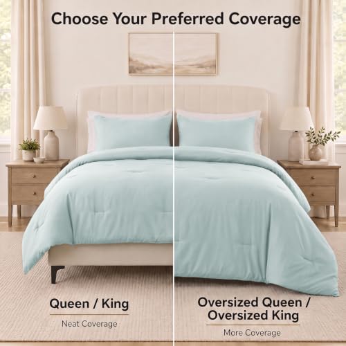 CozyLux King Comforter Set, 3 Pieces Down Alternative Bedding, Ice Blue - Image 6