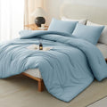 CozyLux Queen Comforter Set, 3 Pieces Down Alternative Bedding, Light Blue by CozyLux