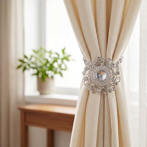 2PCS Curtain Tiebacks Clips Buckle Strong Magnetic Holdbacks Holders, Shining - Image 6