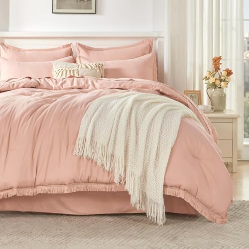 Andency Oversized King Comforter Set, 7 Pieces Pink Bedding - Image 2