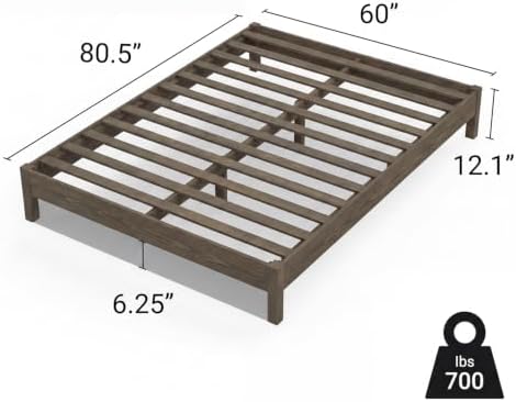 Queen Bed Frame Signature Solid Pine Wood Platform, Noise Free, Under Bed - Image 2
