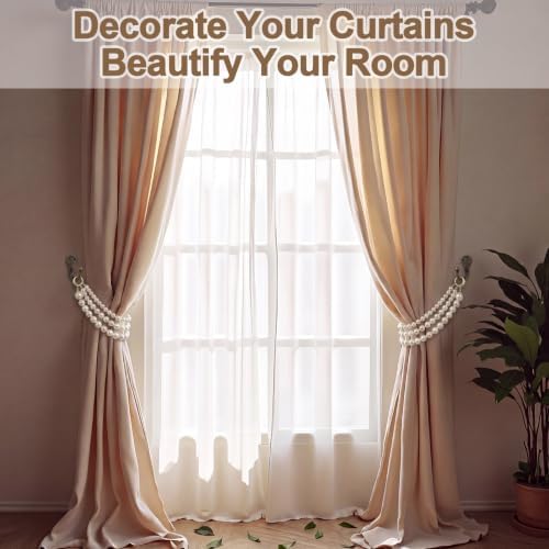 Tondiamo 2 Pack White Pearl Curtain Tiebacks Decorative Holdbacks - Image 5