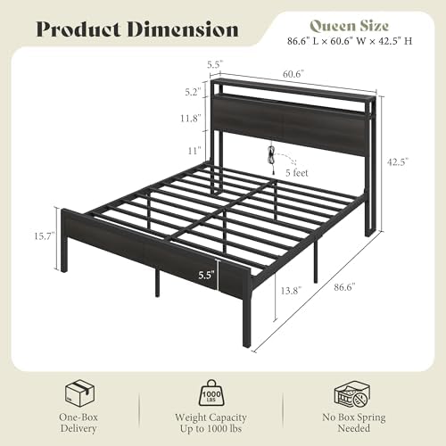 AMERLIFE Queen Size Platform Bed Frame - Image 2