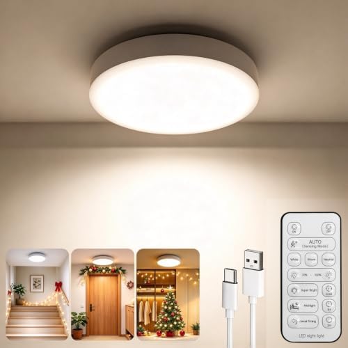 Rechargeable Motion Sensor Ceiling Light, Battery Operated Closet Light by KuflooQ