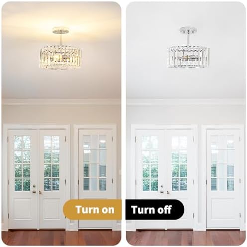 Lxybcce Modern Crystal Ceiling Light, Chrome Semi Flush Mount Ceiling Lighting - Image 6