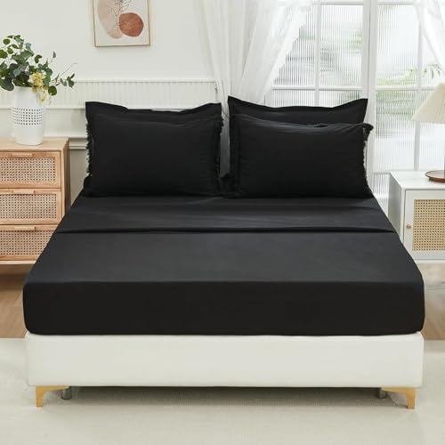 Andency Oversized King Comforter Set, 7 Pieces Black Bedding - Image 4