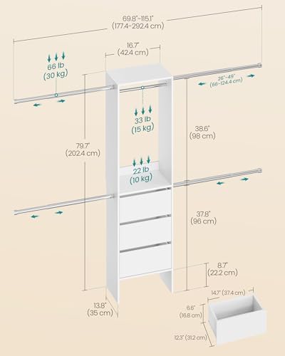 SONGMICS Closet System, Customizable Walk-In Closet Organizer System - Image 4