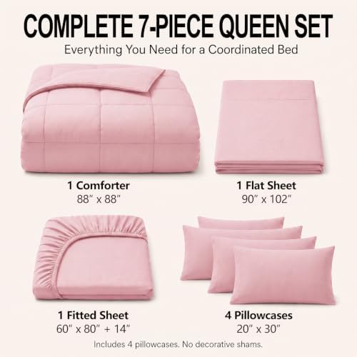 CozyLux Queen Comforter Set Pink - Image 2