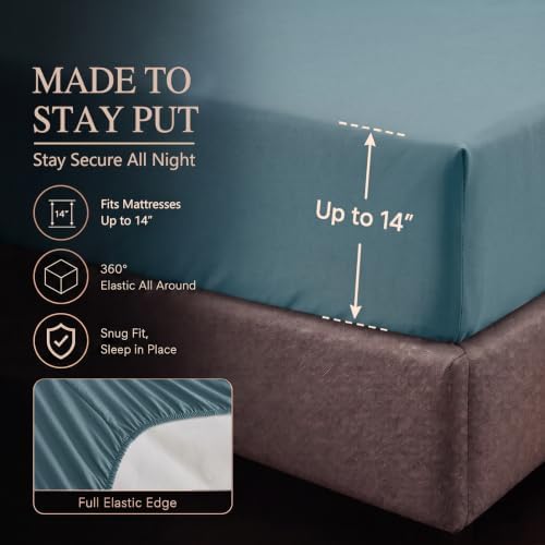 CozyLux King Comforter Set Mineral Blue, 7 Pieces Pintuck Bed in a Bag - Image 6