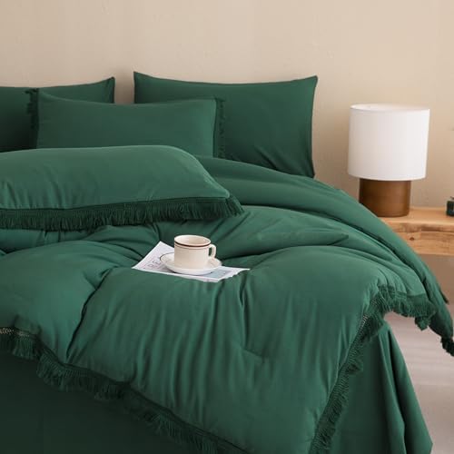 Andency California King Comforter Set, 7 Pieces Emerald Green Bedding - Image 2