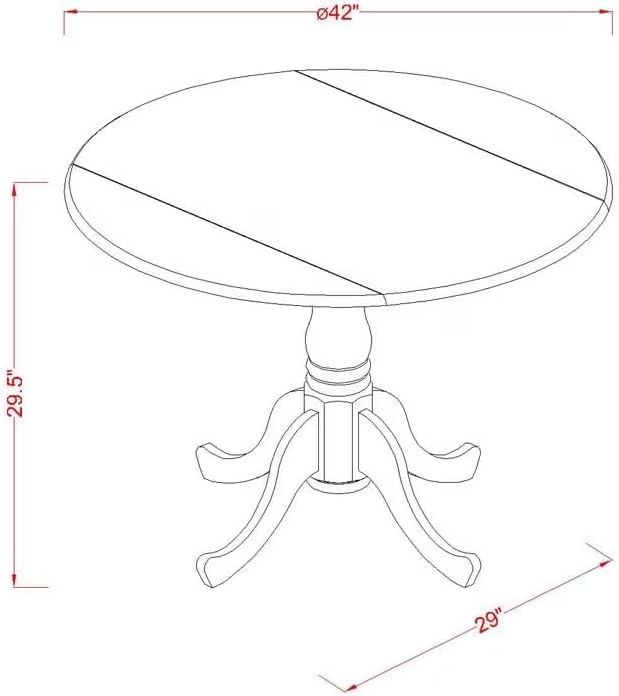 East West Furniture DLAN3-BCH-C 3 Piece Dining Room Table Set Contains a Round Kitchen Table with Dropleaf and 2 Linen Fabric Upholstered Dining Chairs, 42x42 Inch, Black & Cherry