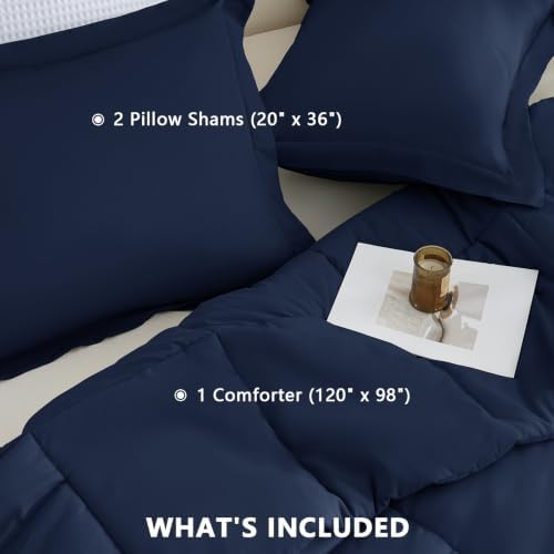 CozyLux Oversized King Comforter Set, 3-Piece Box-Stitched - Image 6