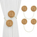 Panelee 2 Pack Boho Curtain Tiebacks, Rattan Curtain Holdbacks by Panelee
