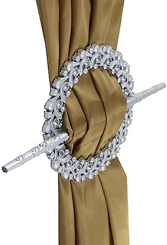 2 Pack Silver Curtain Tiebacks Round Drapery Holdbacks, 20 Crystals - Image 4