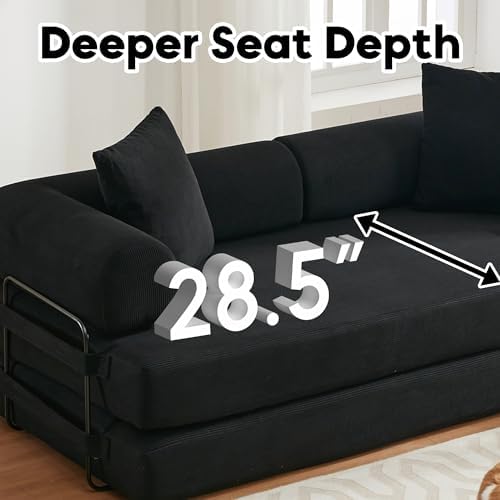 78" Convertible Futon Sofa Bed, Boneless Couches - Image 3