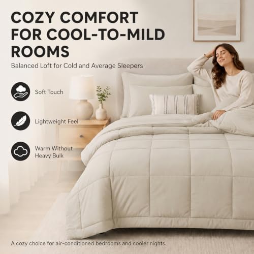 CozyLux Oversized King Comforter Set Beige - Image 4