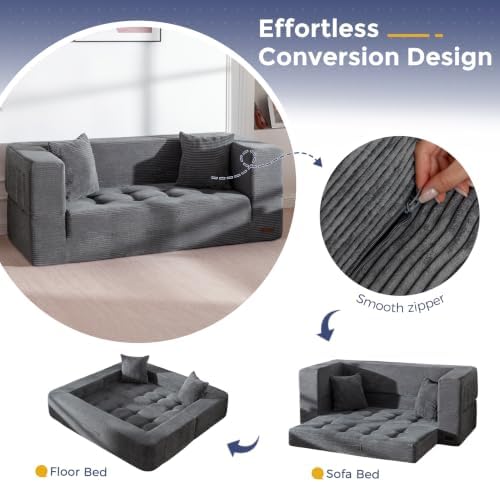 MAXYOYO 63" Folding Sofa Bed, Convertible Boneless Couch - Image 6